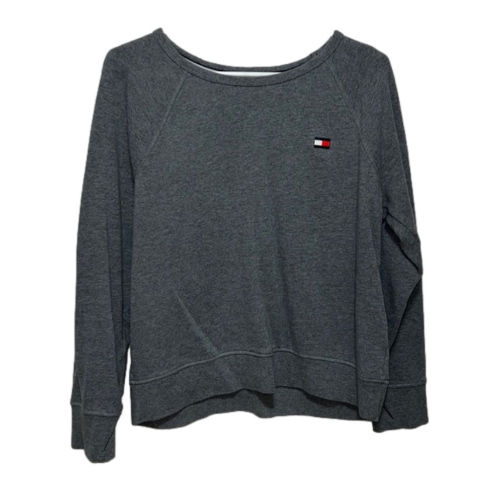 SIZE large grey solid grey tommy hilfiger sport crew neck - Picture 1 of 4